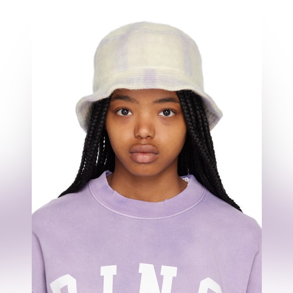 Anine Bing Cami Bucket Hat - Lavender And Cream Check - Picture 4 of 4